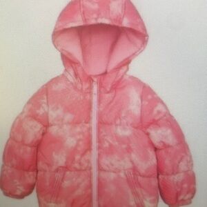 Pink Tie-Dye Hooded Puffer Jacket